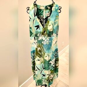 Vintage Connected Apparel Green Hawaiian Print Shift Sleeveless dress Size 10